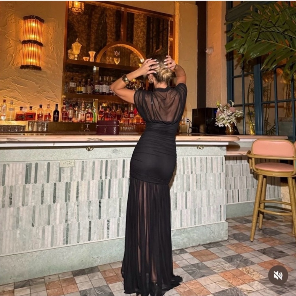 ZARA COMBINED DRAPED MIDI DRESS - Black - Picture 8 of 16